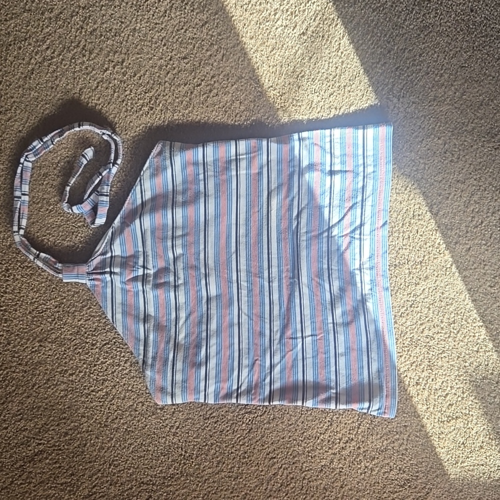 Loft by Ann Taylor Striped Halter Top with built in shelf bra- Medium